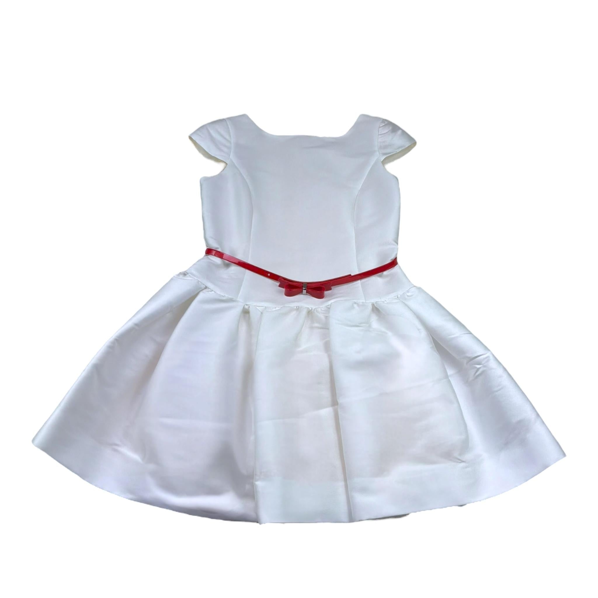 Monnalisa Abito Cerimonia Tinta Unita con Cintura per Bambina 719925 BIANCO MONNALISA 