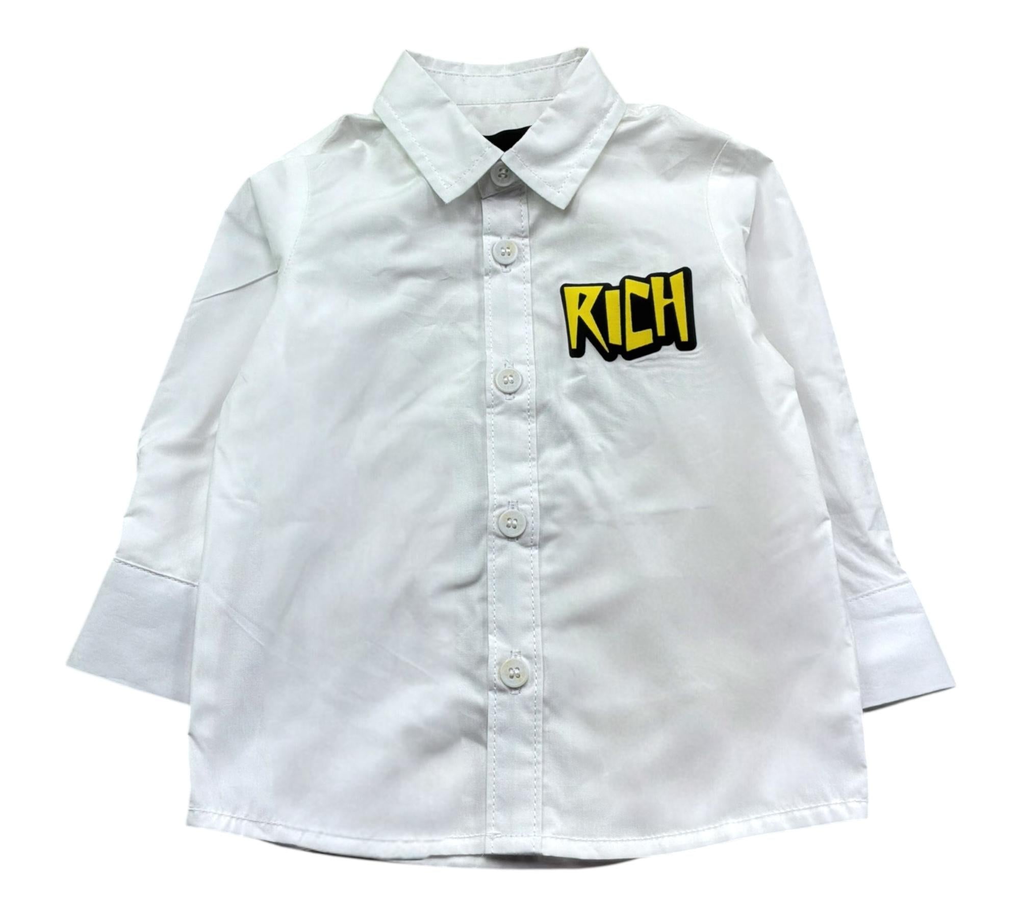 John Richmond Camicia Manica Lunga Tinta Unita con Stampa per Neonato RIP26112CA BIANCO JOHN RICHMOND 
