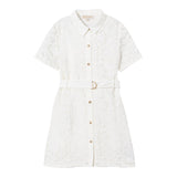 Michael Kors Abito Mezza Manica Tinta Unita con Ricami per Bambina R30295 BIANCO MICHAEL KORS 