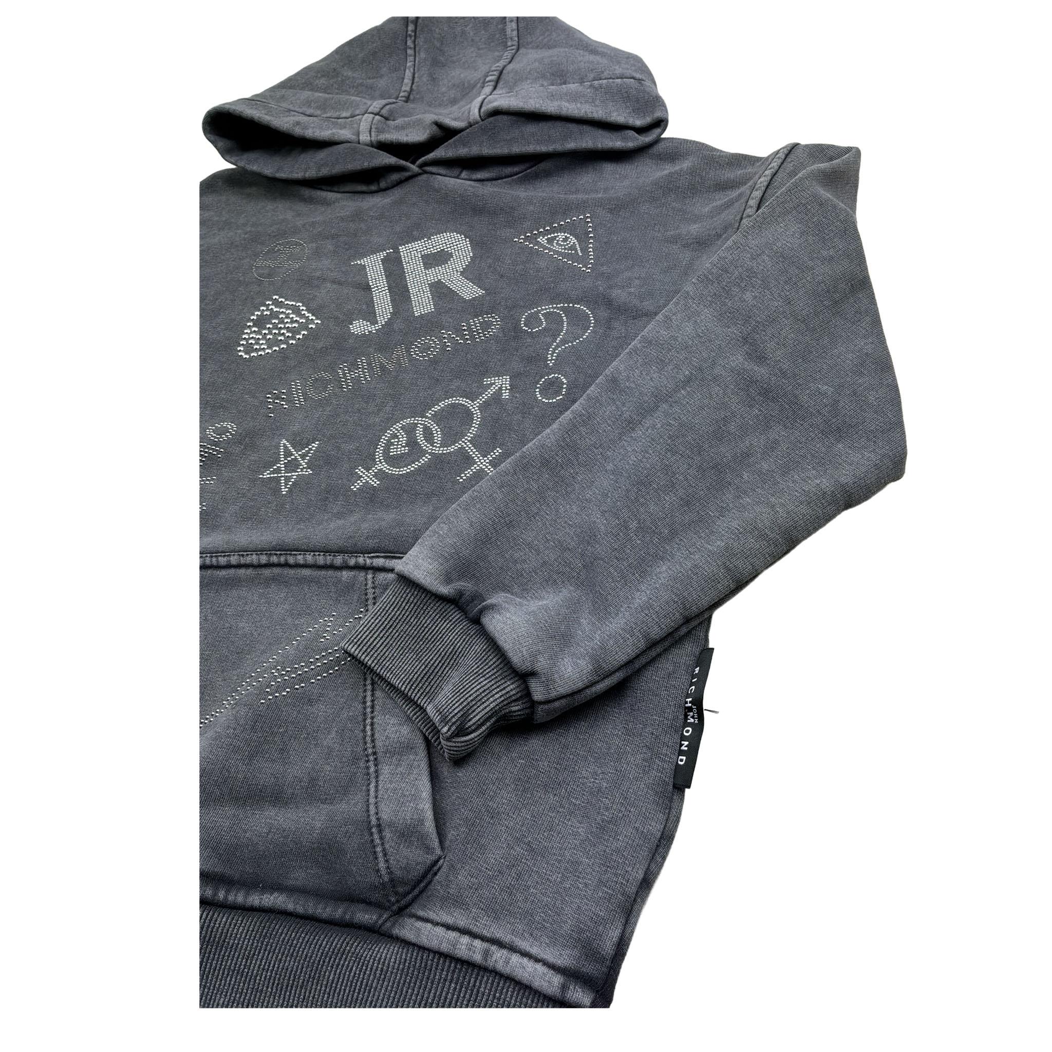 John Richmond Felpa Chiusa con Cappuccio Tinta Unita per Bambino RBP26177FE GRIGIO JOHN RICHMOND 