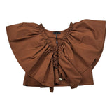 Fun & Fun Top Tinta Unita con Balze per Bambina FNJSH17103 MARRONE FUN & FUN 