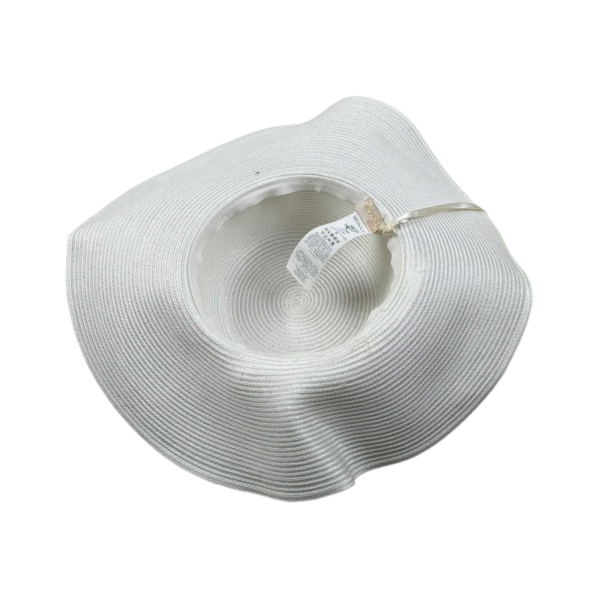 Monnalisa Cappello Paglia Tinta Unita con Applicazioni per Bambina 795010 BIANCO MONNALISA 