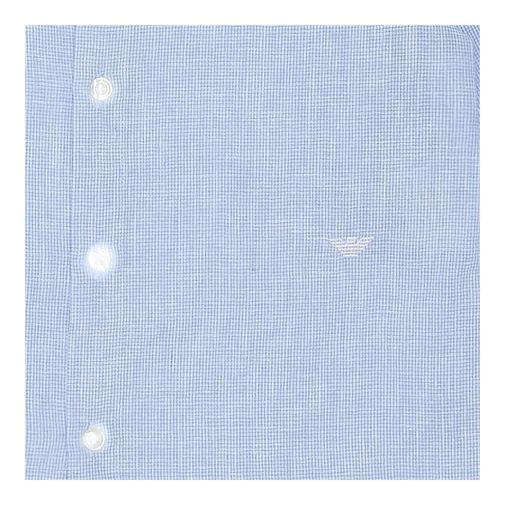 Emporio Armani Camicia Tinta Unita con Manica Lunga E Microfantasia per Neonato 3D4CJDN AZZURRO EMPORIO ARMANI 