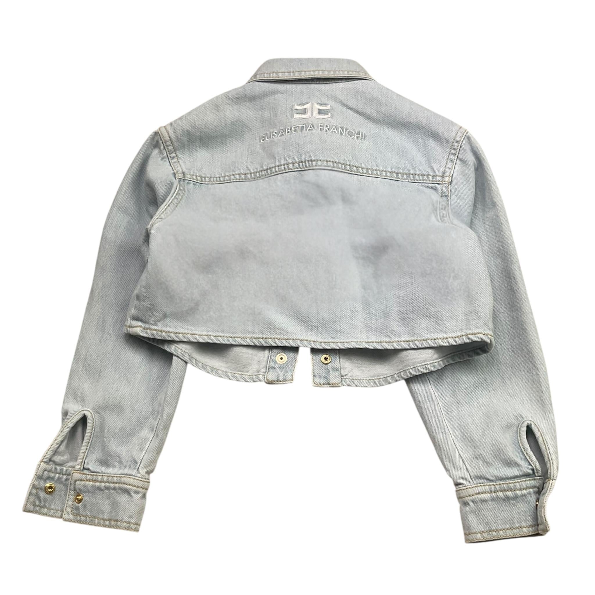 Elisabetta Franchi Giubbino In Denim Modello Crop con Bottoni per Bambina EFCA255 AZZURRO ELISABETTA FRANCHI 