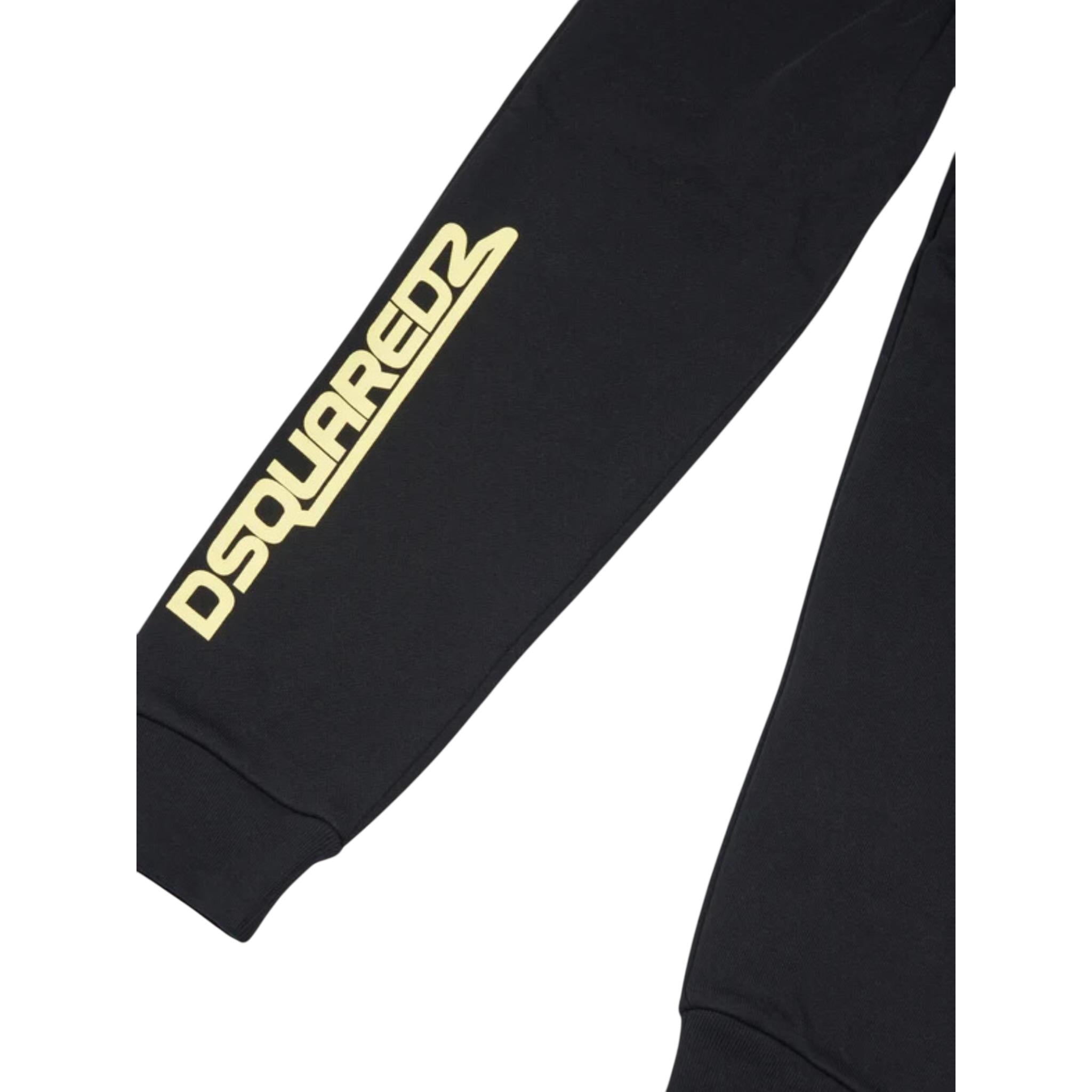 Dsquared2 Pantalone Tuta tinta unita con Logo Nero per Bambino DQ1810 NERO DSQUARED2 