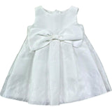 Le Bebe Abito Giromanica Tinta Unita con Fiocco per Neonata LBG0870 BIANCO LE BEBE 