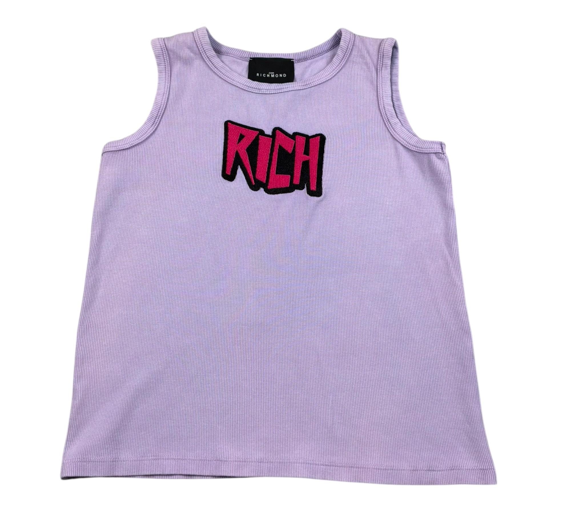 John Richmond Canotta Girocollo Tinta Unita con Logo per Bambina RGP26140CN LILLA JOHN RICHMOND 