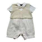 Monnalisa Pagliaccetto Tinta Unita Mezza Manica per Neonato 22A206 PANNA MONNALISA 