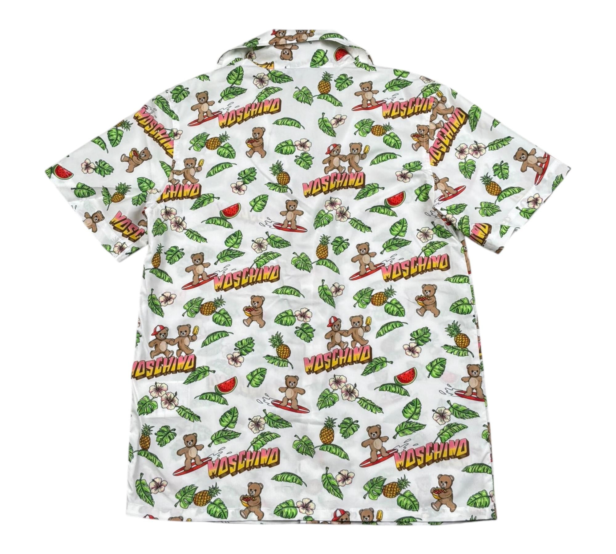 Moschino Camicia Mezza Manica Tinta Unita con Stampe per Bambino MUX01X BIANCO MOSCHINO 