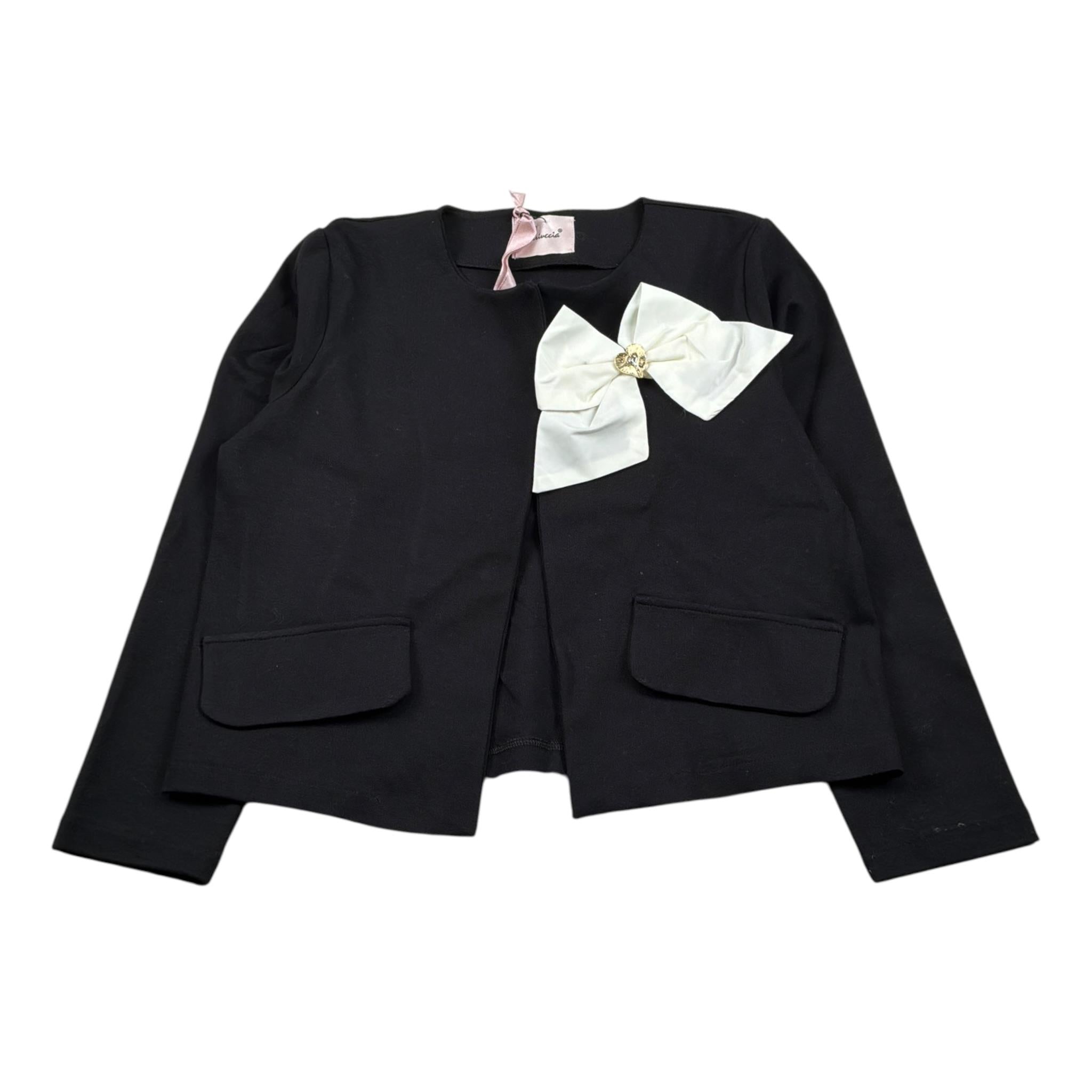 Mariuccia Cardigan tinta unita con Applicazione Nero per Bambina MBFW23G248 NERO MARIUCCIA 