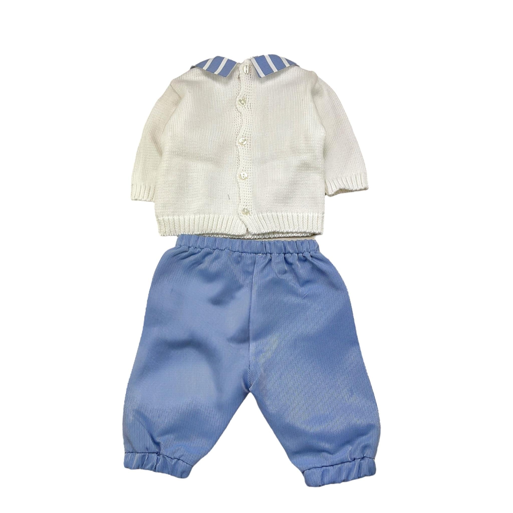 La Sartoria Dei Piccoli Completo 2 Pezzi Maglia-Pantalone per Neonato LS004 BIANCO/BLU LA SARTORIA DEI PICCOLI 