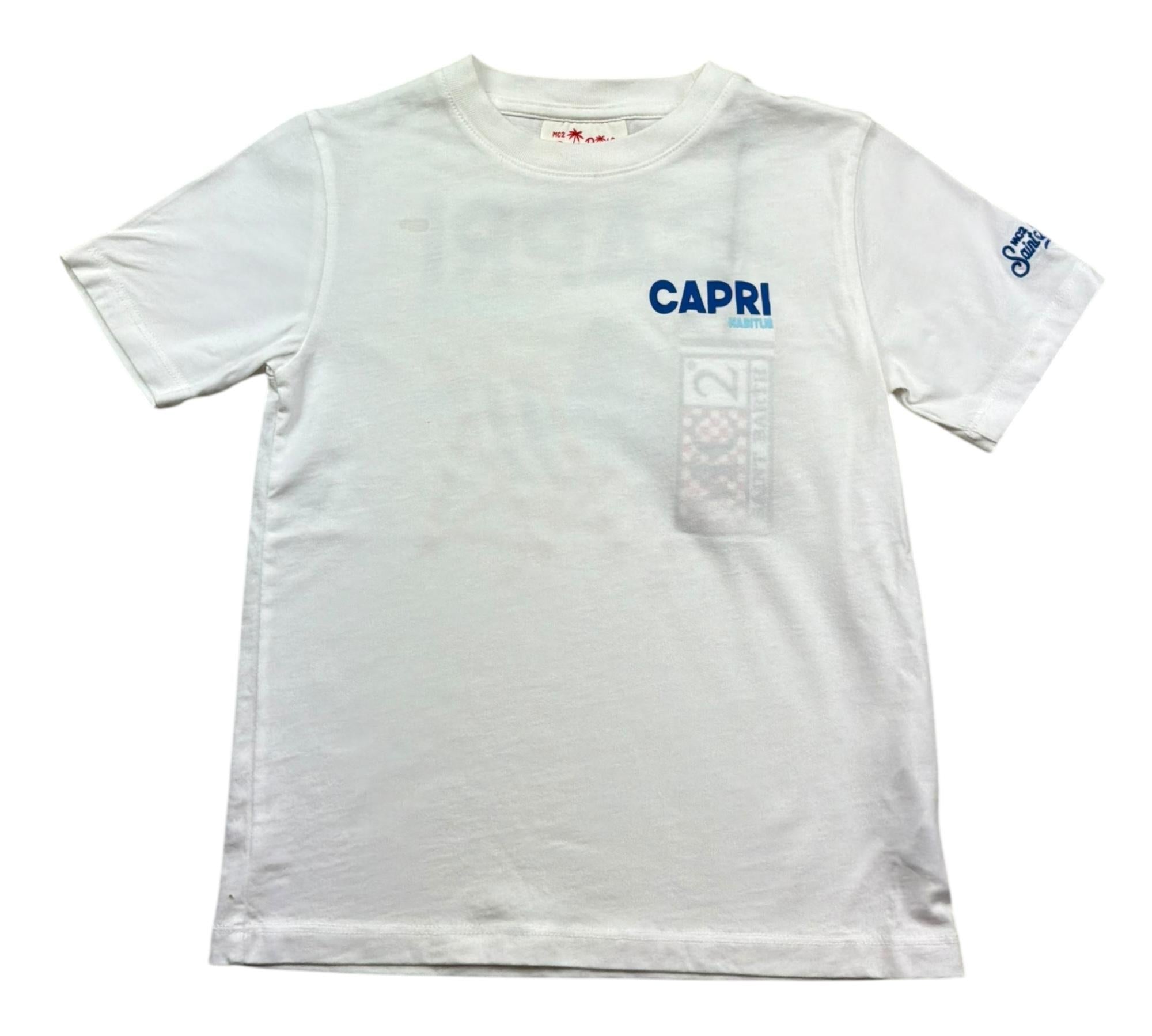 Saint Barth T-Shirt Girocollo Tinta Unita con Stampa per Bambino PORTLAND BIANCO SAINT BARTH 