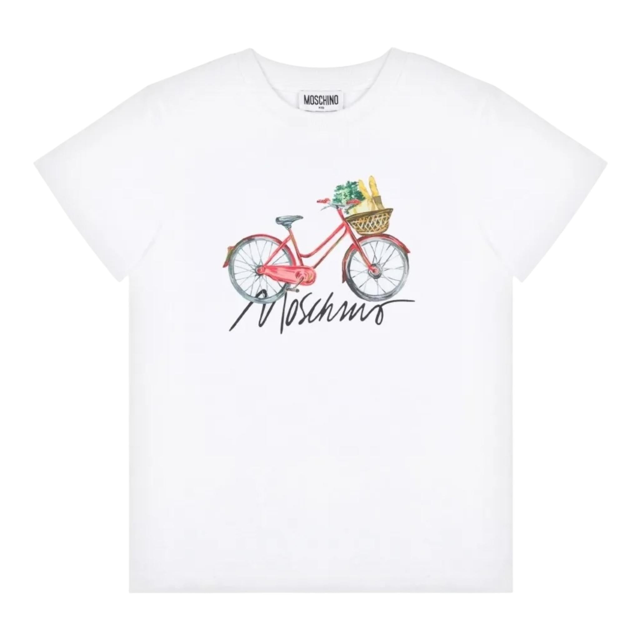 Moschino T-Shirt Girocollo Tinta Unita con Stampa per Bambina HAM06U BIANCO MOSCHINO 