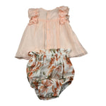 Barcellino Completo 2 Pezzi Abito-Culotte Bicolore  per Neonata 121505X PESCA BARCELLINO 