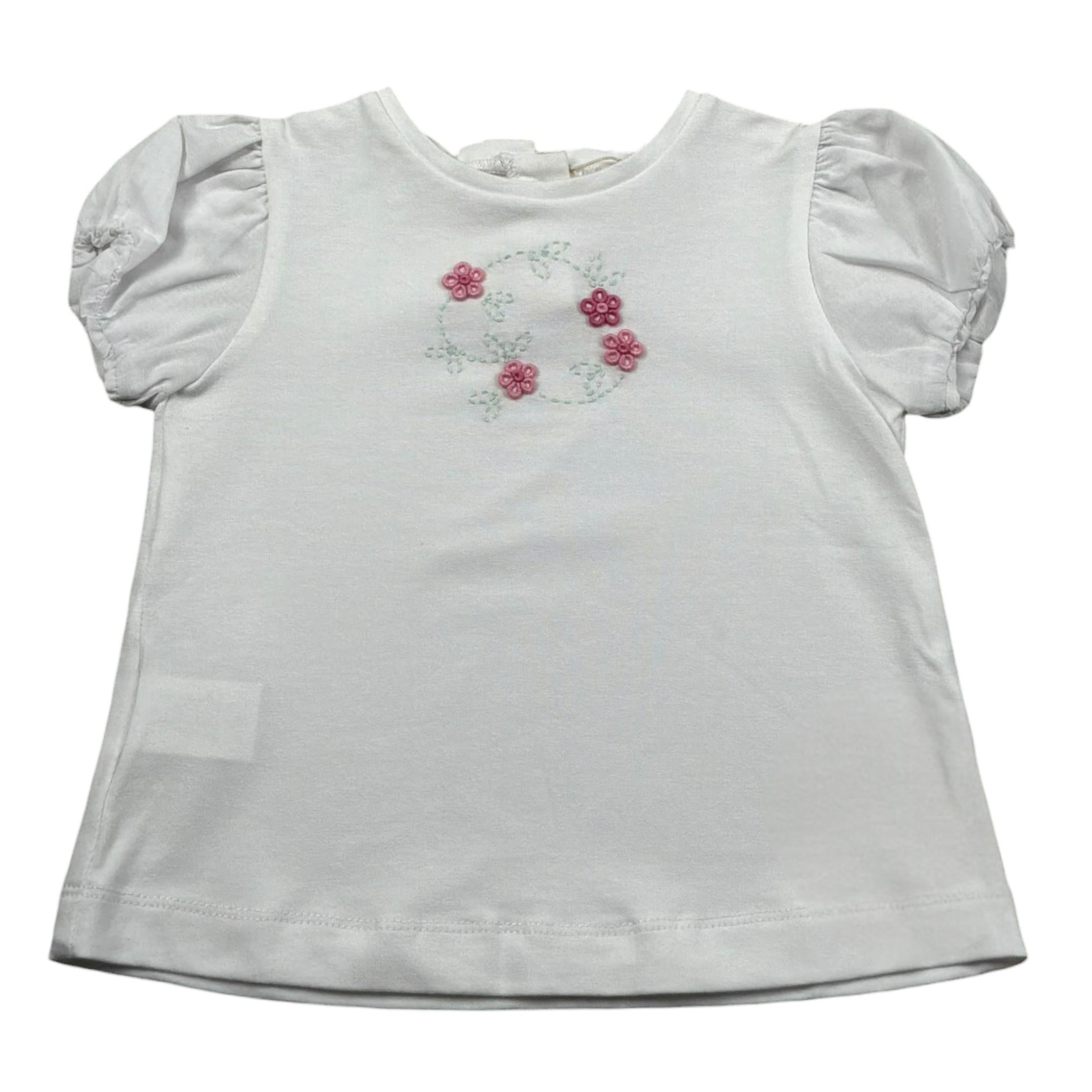 Isi Baby T-Shirt Girocollo tinta unita con Ricami Bianco per Neonata S25I111CAJJ BIANCO ISI BABY 