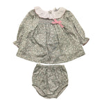 BABIDU completo 2pz coulotte-camicia tinta unita con stampa fiori Verde per Neonata 92667 VERDE BABIDU 