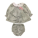 BABIDU completo 2pz coulotte-camicia tinta unita con stampa fiori Verde per Neonata 92667 VERDE BABIDU 