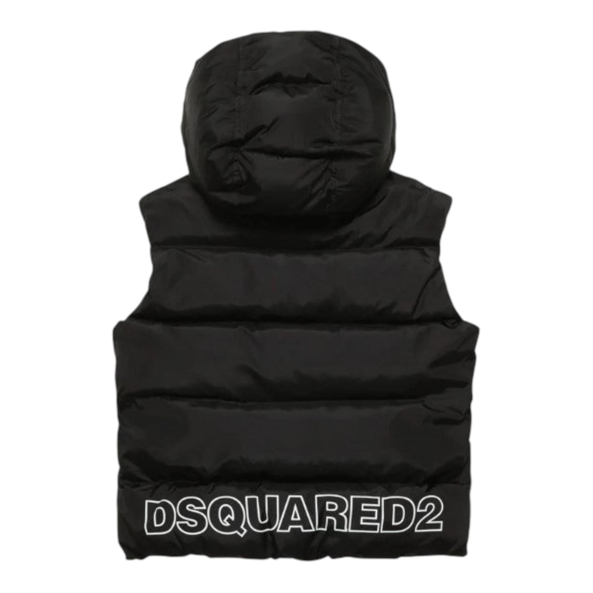 DSQUARED2 giubbino tinta unita con cappuccio smanicato Nero per Bambino DQ1731 NERO DSQUARED2 