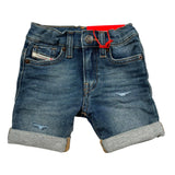 Diesel Bermuda In Denim Tinta Unita Girovita Regolabile per Neonato K00362X BLU DIESEL 