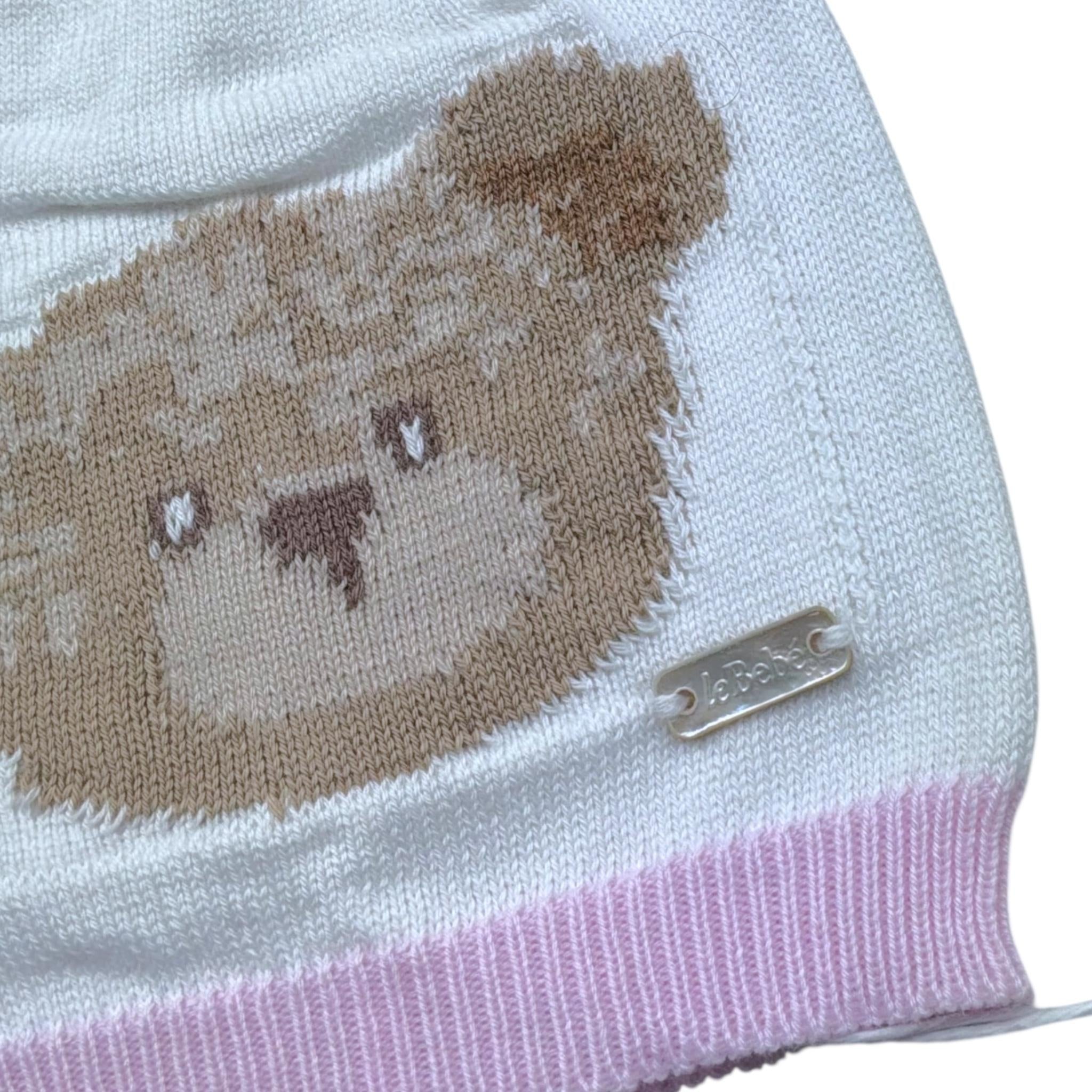 Le Bebe' Cappello Tinta Unita con Stampa per Neonata LBG6313 BIANCO LE BEBE' 