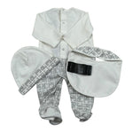John Richmond Set Tutina-Cappello-Bavette Bicolore per Neonato RLP26001TU BIANCO/GRIGIO JOHN RICHMOND 