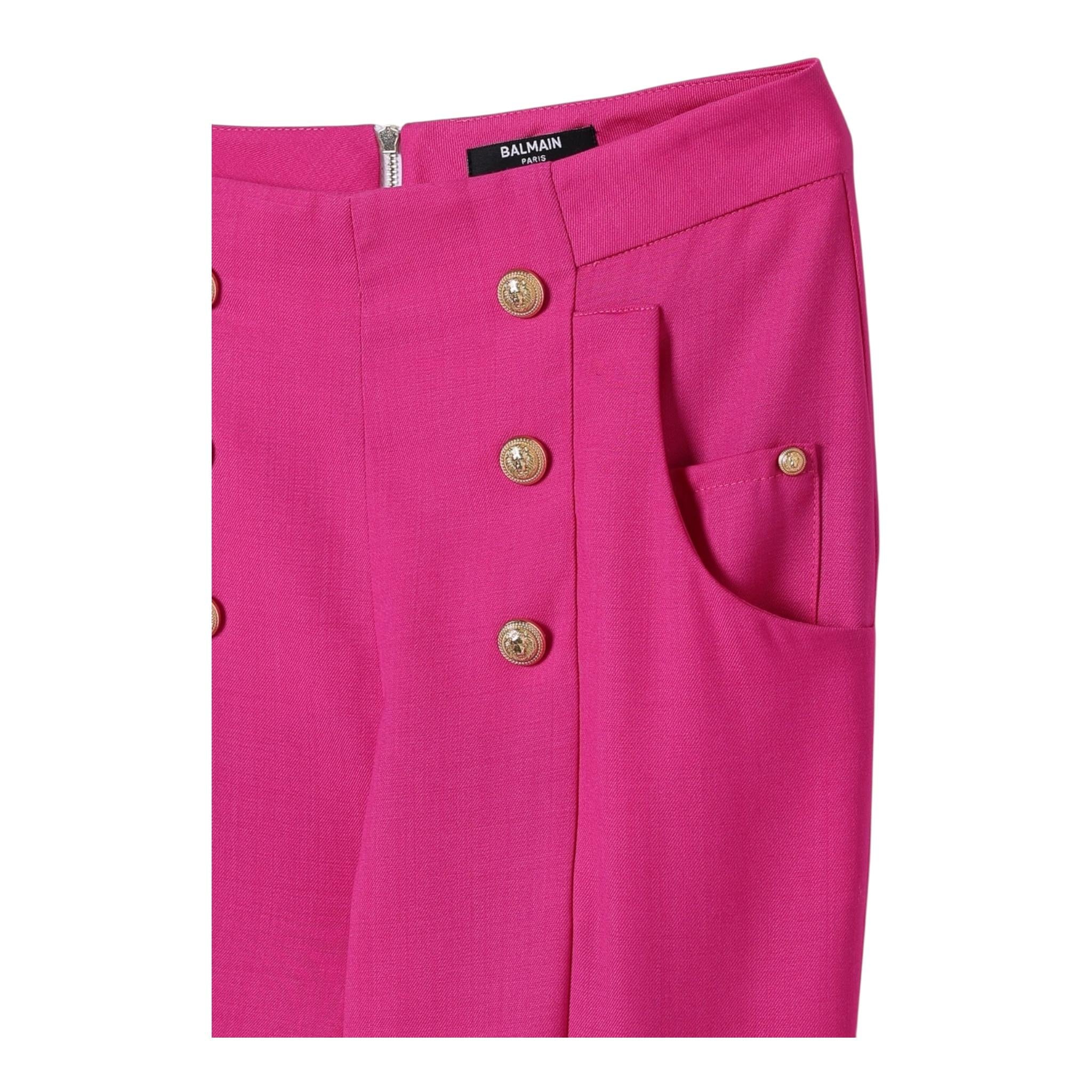 Balmain Pantalone Tinta Unita con Zip per Bambina BW6A40 FUXIA BALMAIN 