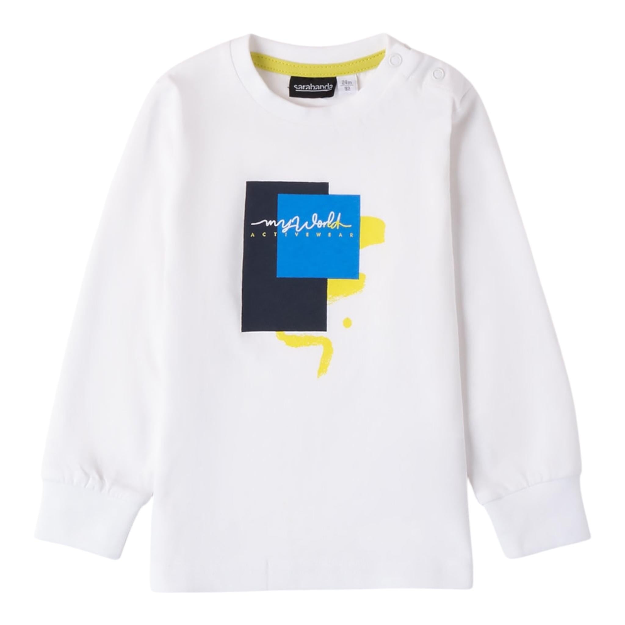 SARABANDA shirt girocollo tinta unita con stampa Bianco per Neonato A0100 BIANCO SARABANDA 