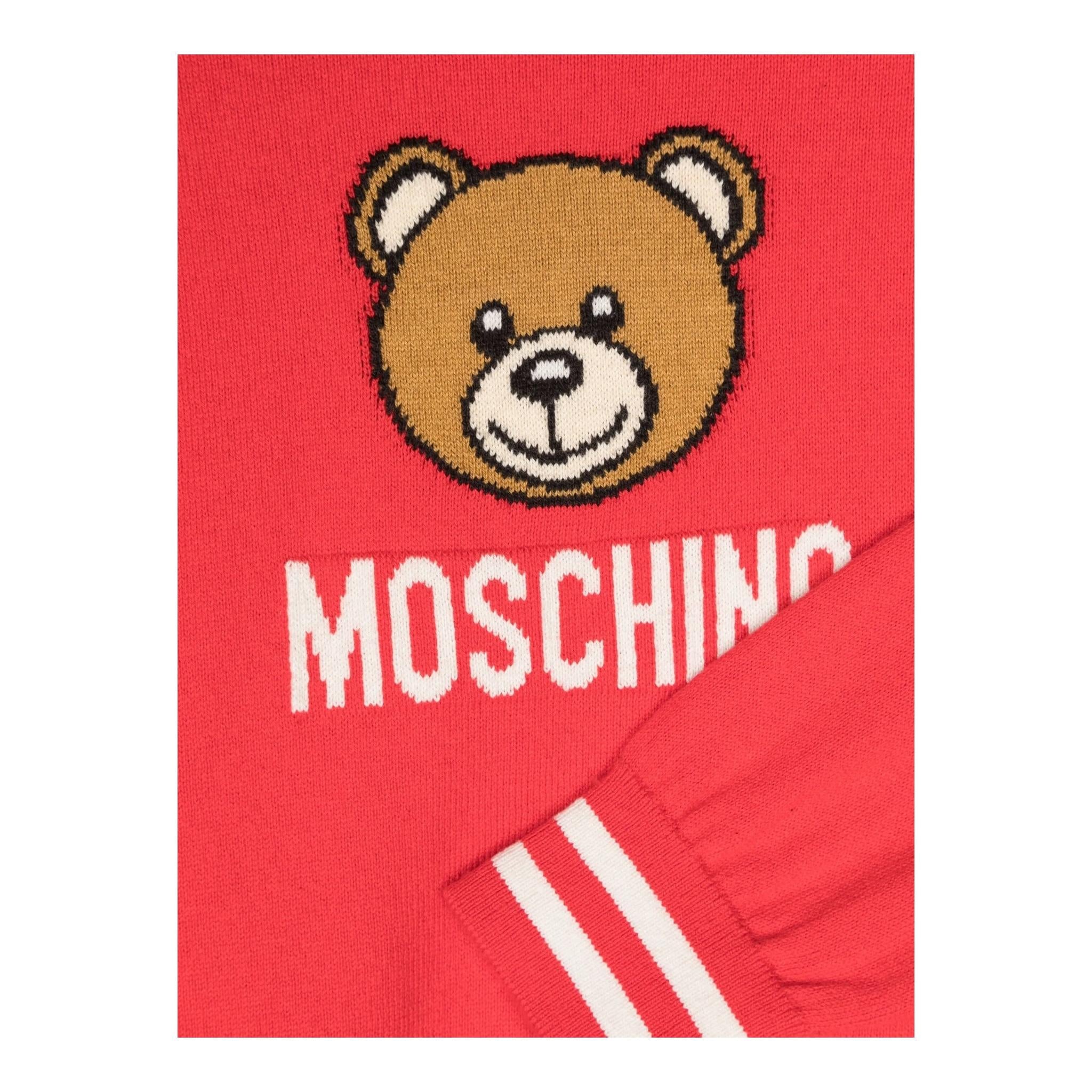 MOSCHINO maglia girocollo tinta unita con stampa orso Rosso per Neonato MYW00JXX ROSSO MOSCHINO 