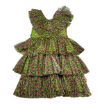 Met Abito Giromanica Tinta Unita Fantasia Maculata per Bambina ME302 VERDE MET 