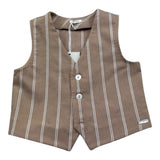 Le Bebe' Gilet Tinta Unita Fantasia A Righe per Neonato LBB5394 MARRONE LE BEBE' 