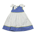 Ilfarobimbi Abito Tinta Unita Giromanica con Fiocchi per Neonata IFB50585X BIANCO/BLU ILFAROBIMBI 