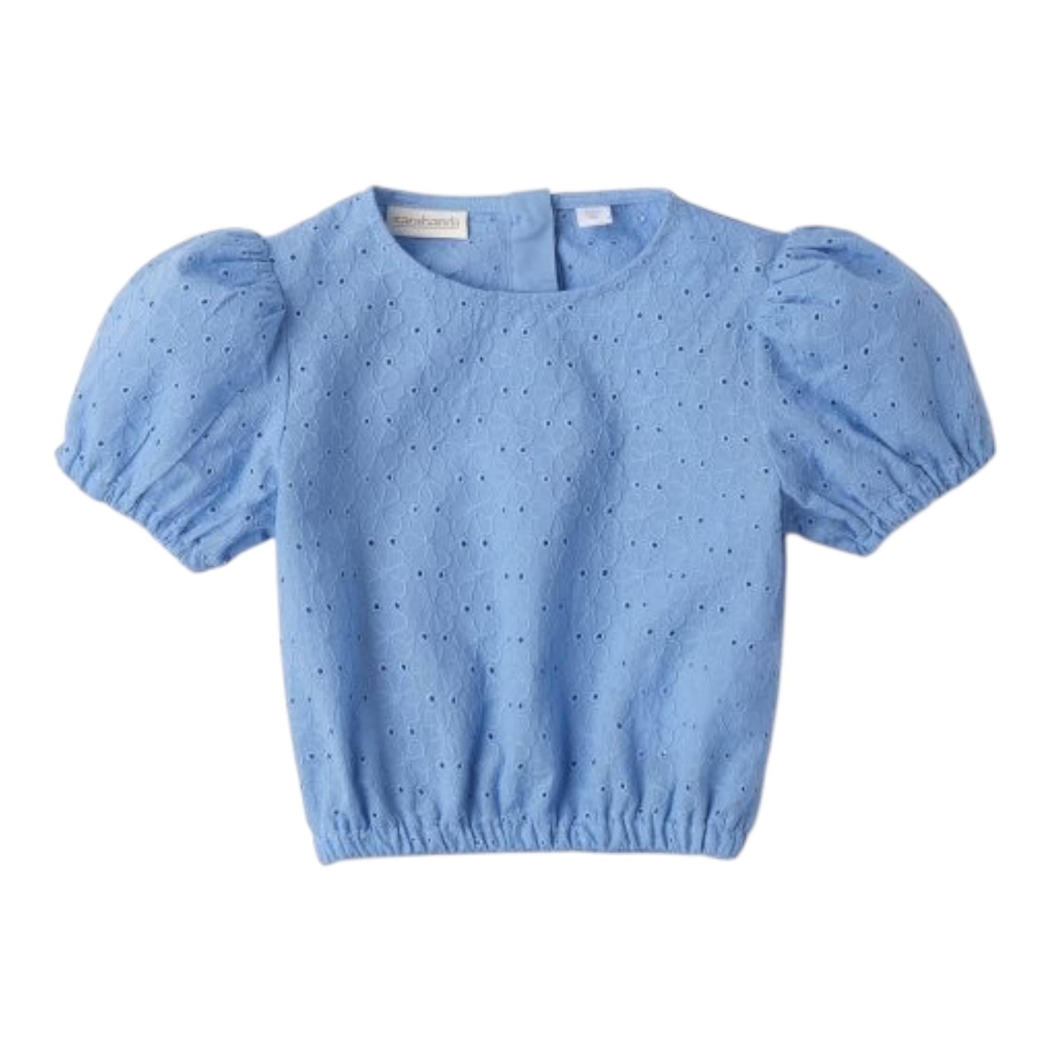 Sarabanda Top Traforato Mezza Manica Tinta Unita per Neonata 0B257N AZZURRO SARABANDA 