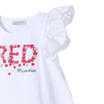 Monnalisa T-Shirt Girocollo tinta unita con Stampa Bianco per Bambina 11C622 BIANCO MONNALISA 