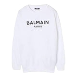 Balmain Felpa Tinta Unita Girocollo con Stampa per Bambino BW4P70 BIANCO BALMAIN 