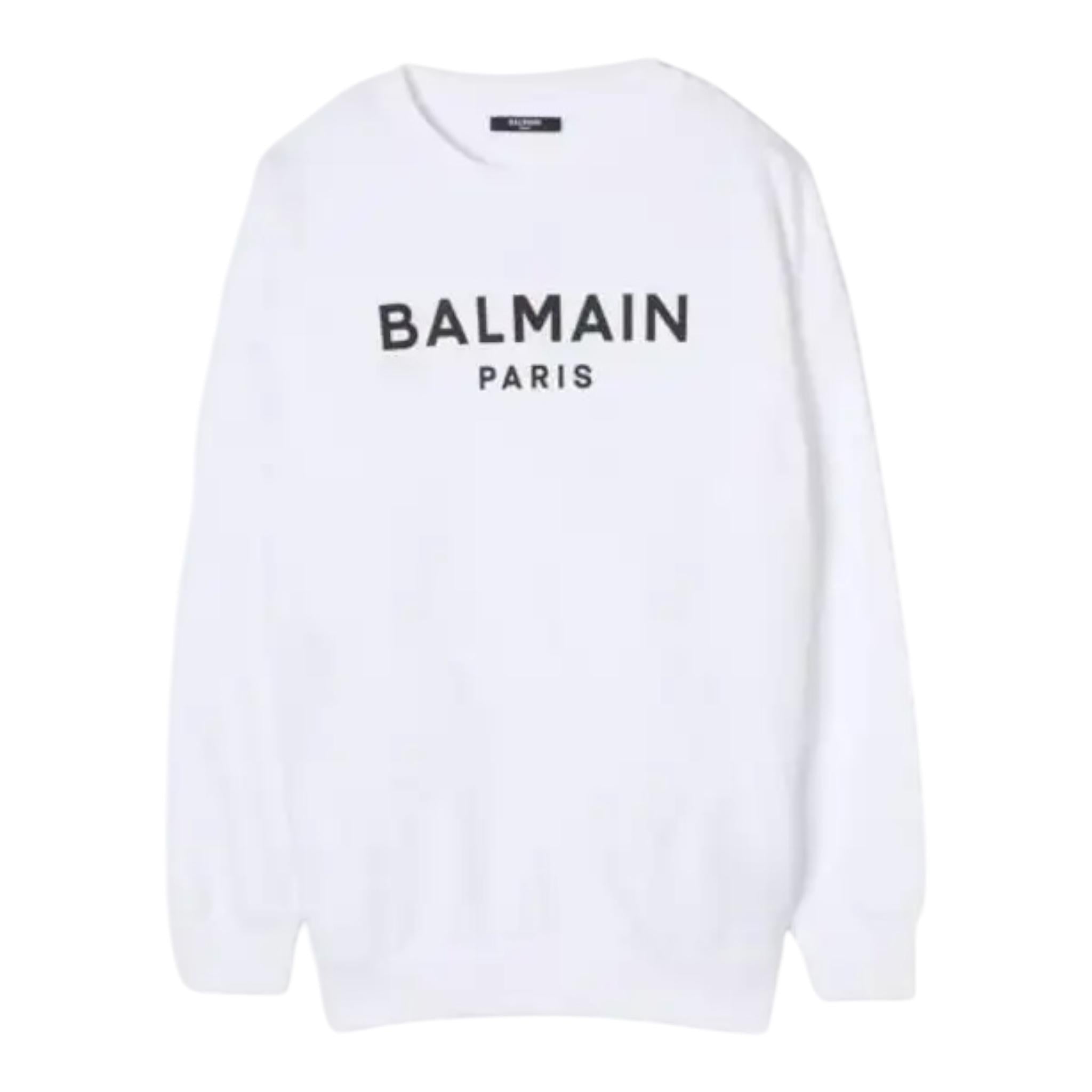 Balmain Felpa Tinta Unita Girocollo con Stampa per Bambino BW4P70 BIANCO BALMAIN 