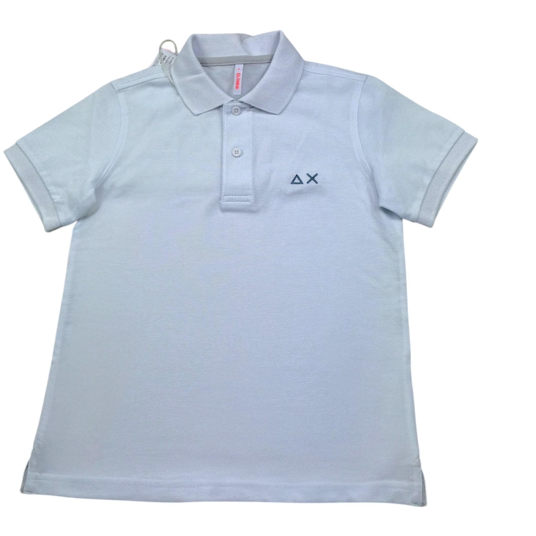 Sun68 Polo Mezza Manica Tinta Unita con Logo per Bambino A35309 BIANCO SUN68 