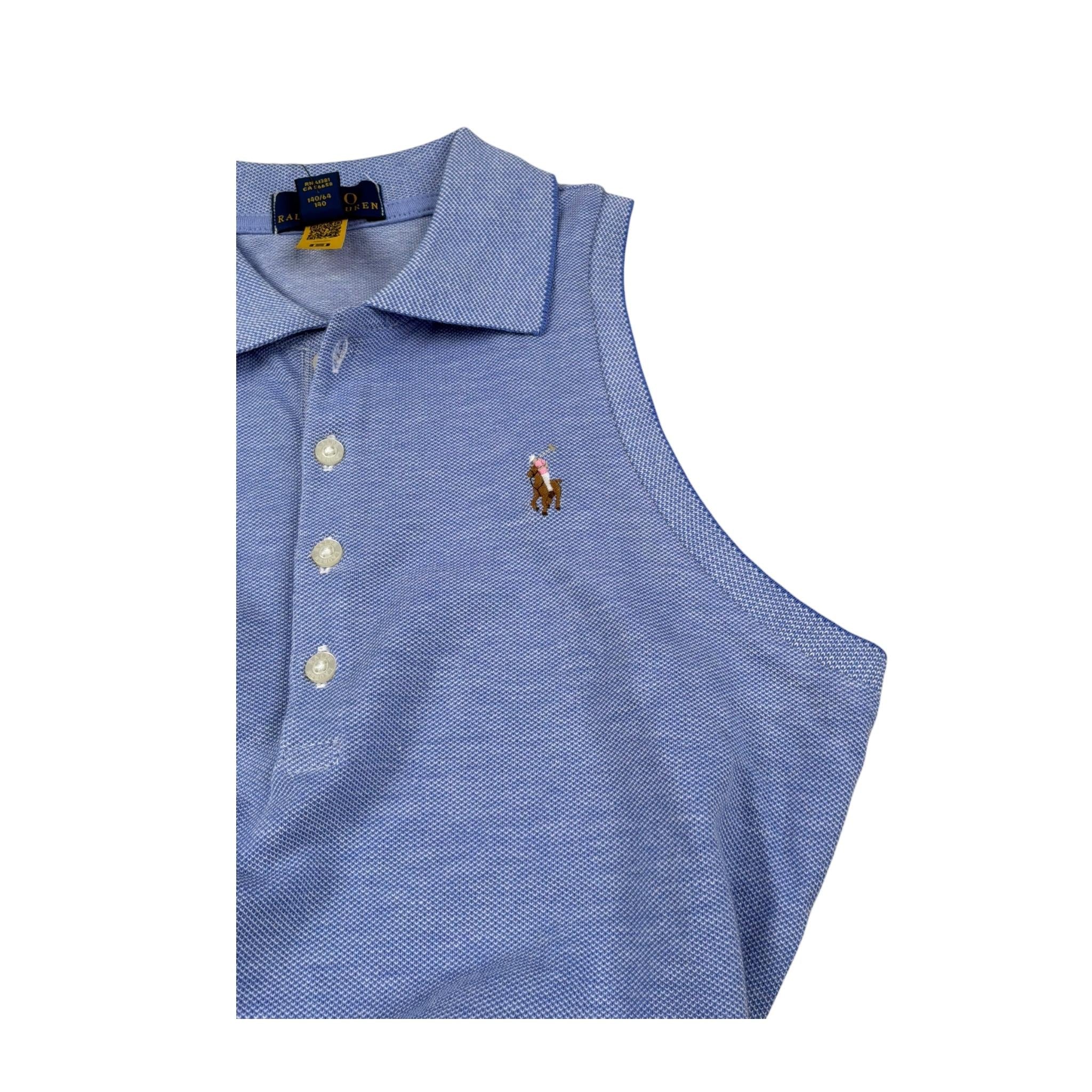 Ralph Lauren Abito Giromanica Tinta Unita per Bambina 313965176003 AZZURRO POLVERE RALPH LAUREN 