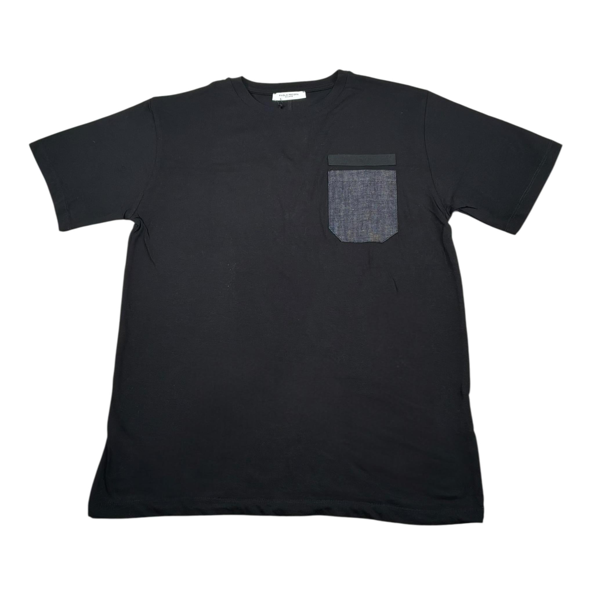 Paolo Pecora T-Shirt Girocollo Tinta Unita con Taschino per Bambino PP3375 NERO PAOLO PECORA 