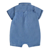Moschino Pagliaccetto Tinta Unita In Denim per Neonato MUC01FBB BLU MOSCHINO 