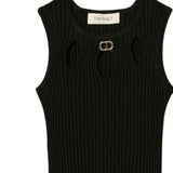 Twinset Canotta Tinta Unita con Logo per Bambina 251GJ3413 NERO TWINSET 