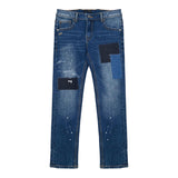 DANIELE ALESSANDRINI jeans tinta unita con toppe Blu per Bambino 1231PD00074X BLU DANIELE ALESSANDRINI 