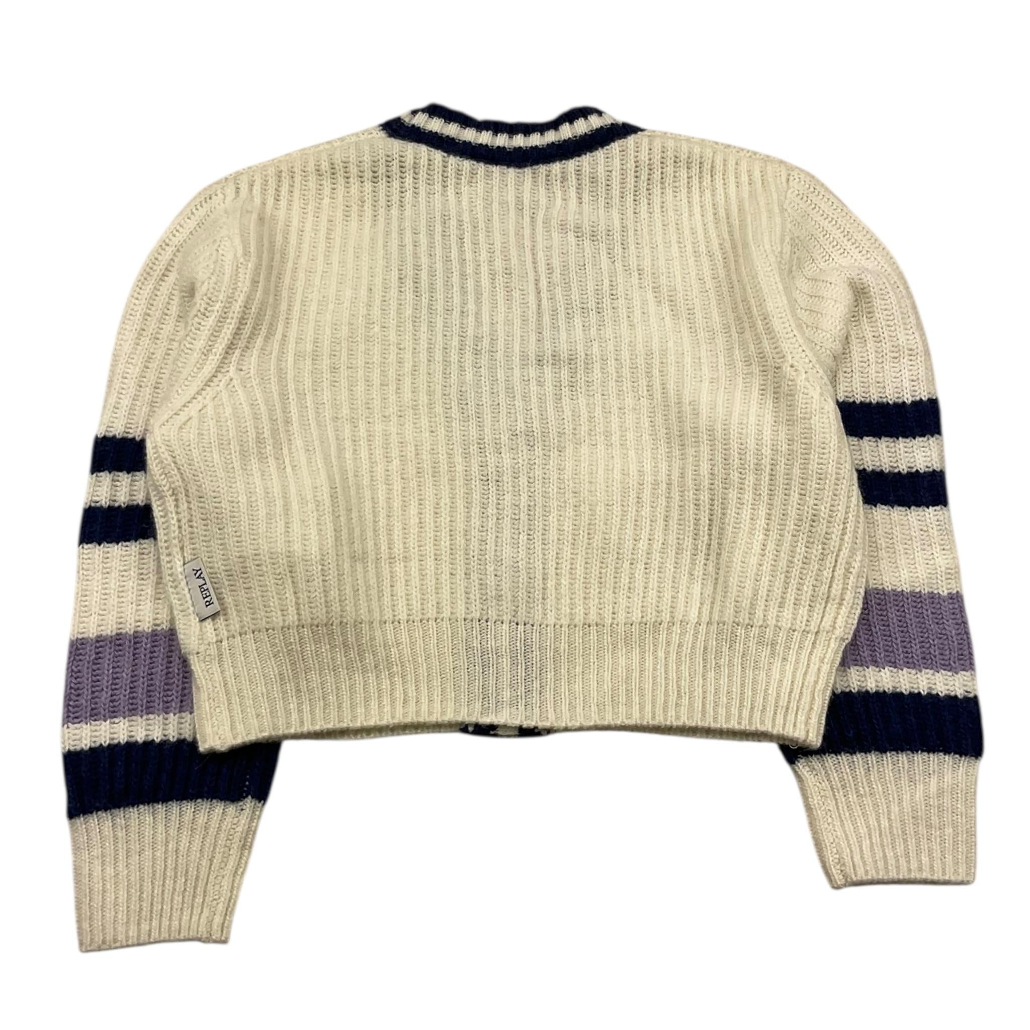 REPLAY cardigan tinta unita cn strisce in contrasto Panna per Bambina SG5607 PANNA REPLAY 