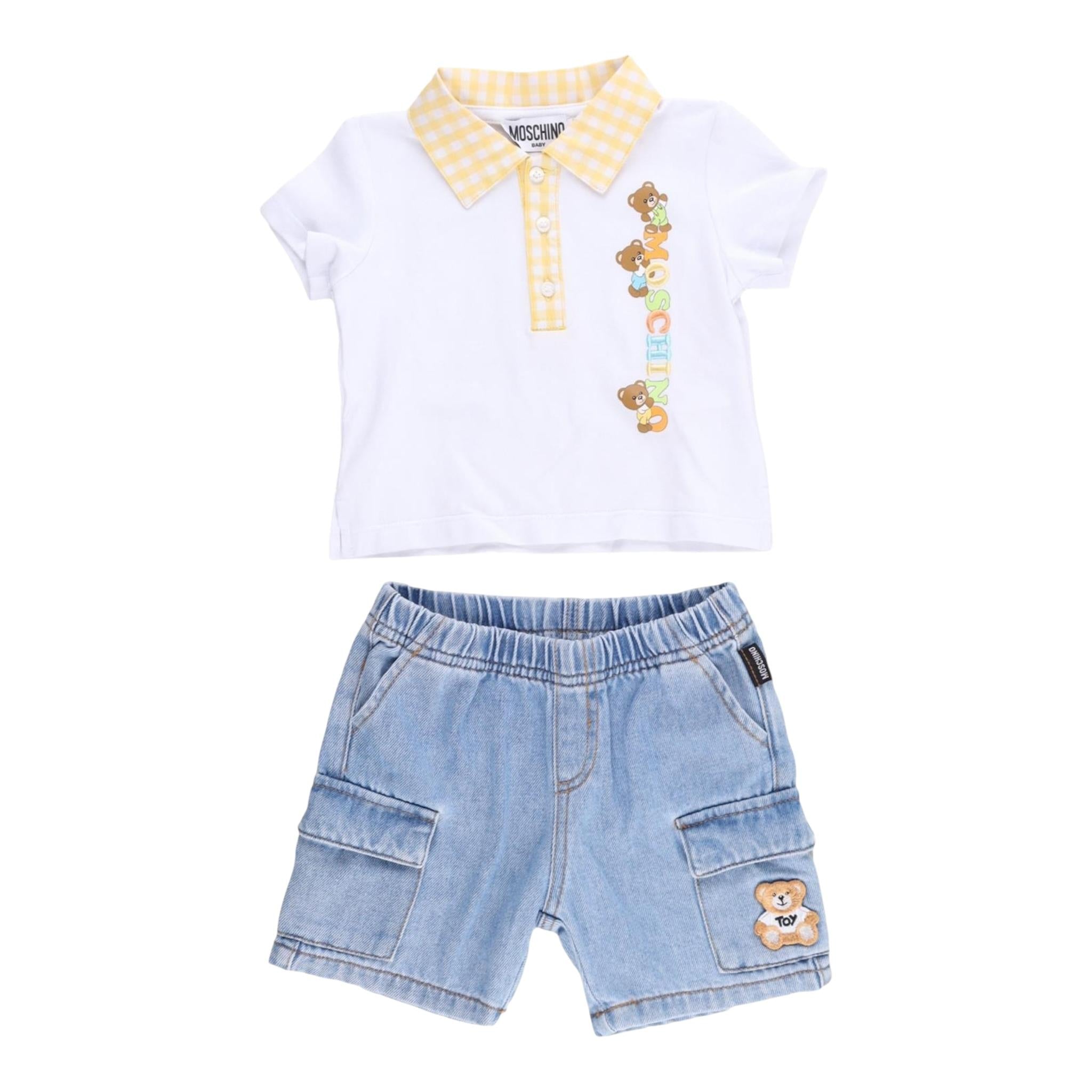 Moschino Cmpleto 2 Pezzi Bermuda-Polo per Bambino MUG01AX BIANCO MOSCHINO 