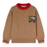 PALM ANGELS maglia girocollo tinta unita con ricami e taschino Cammello per Bambino PBHE001F23 CAMMELLO PALM ANGELS 