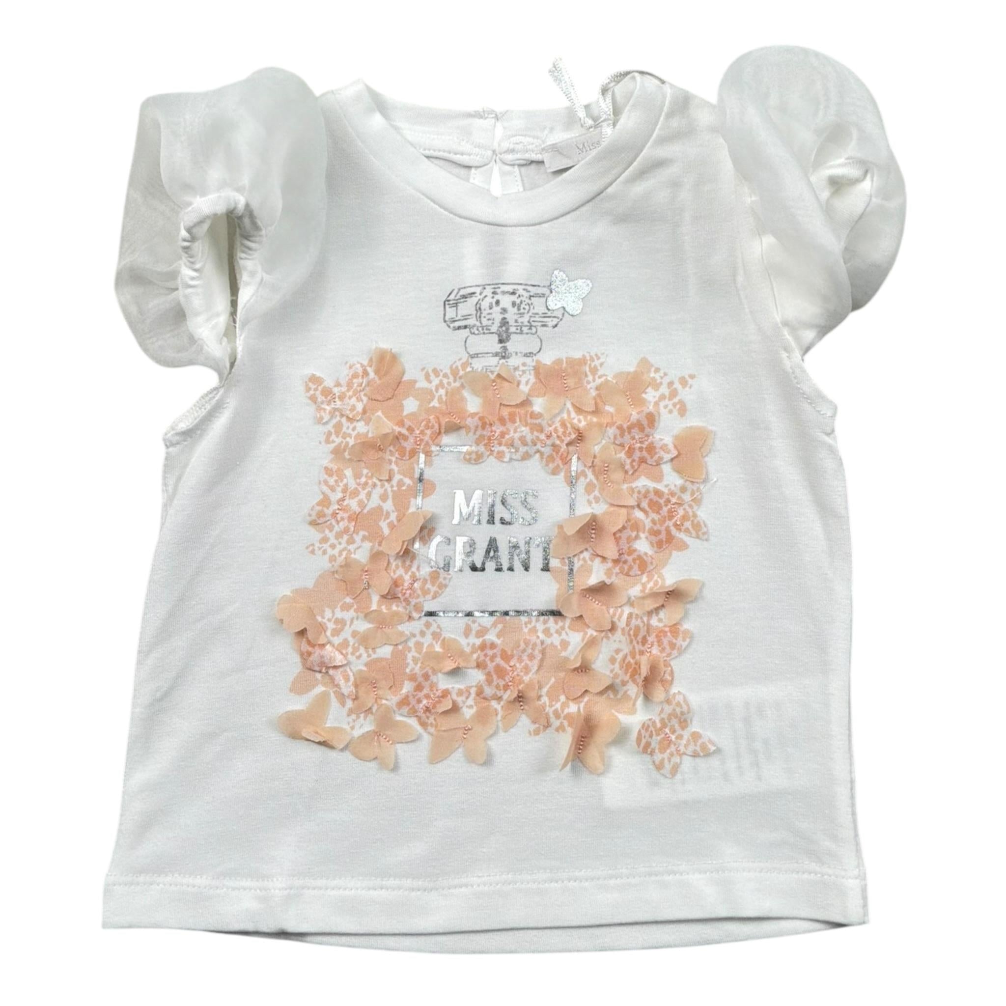 Miss Grant T-Shirt Girocollo tinta unita con Stampa In Contrasto Bianco per Bambina MG1336XXJ BIANCO MISS GRANT 