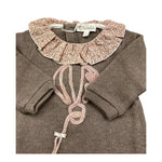 LALALU' tutina manica lunga tinta unita cn ricami in contrasto Tortora per Neonata TML9NX TORTORA LALALU' 