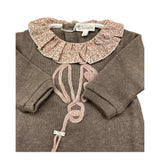 LALALU' tutina manica lunga tinta unita cn ricami in contrasto Tortora per Neonata TML9NX TORTORA LALALU' 