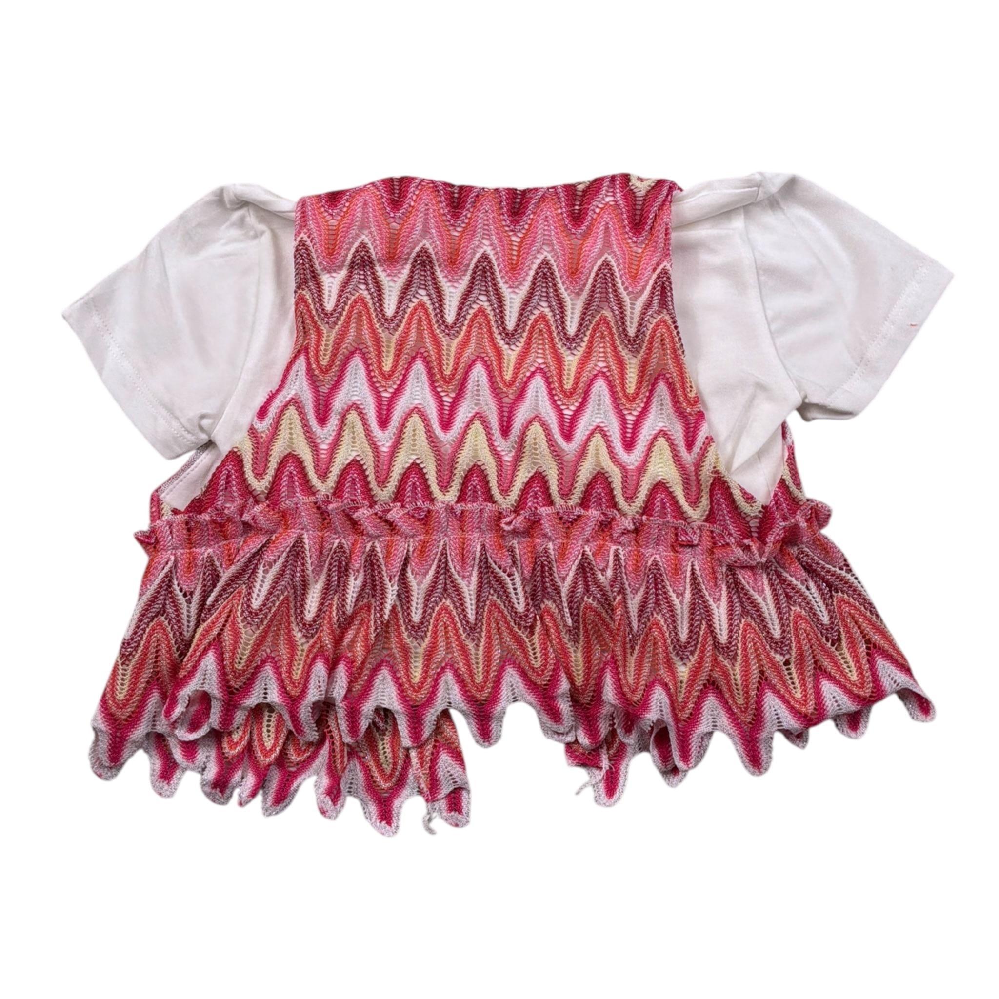 M+E' T-Shirt Girocollo Tinta Unita con Gilet per Bambina UE1749 BIANCO M+E' 