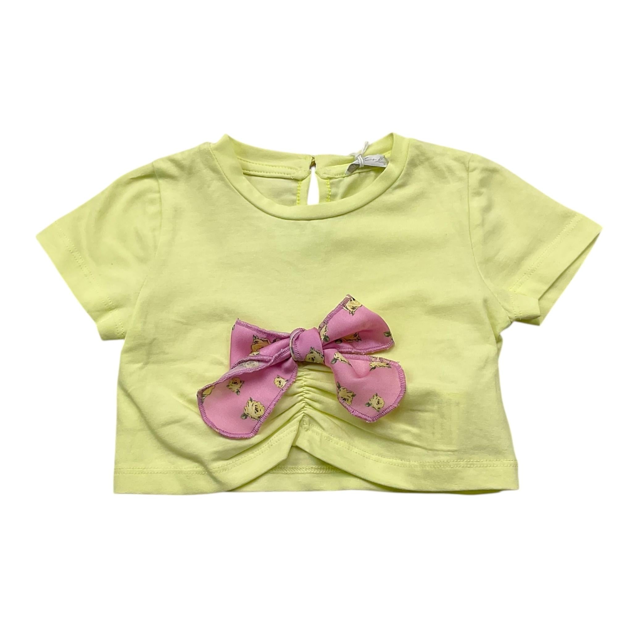 M+E' T-Shirt Tinta Unita con Applicazione Fiocco per Neonata UE1747N GIALLO M+E' 