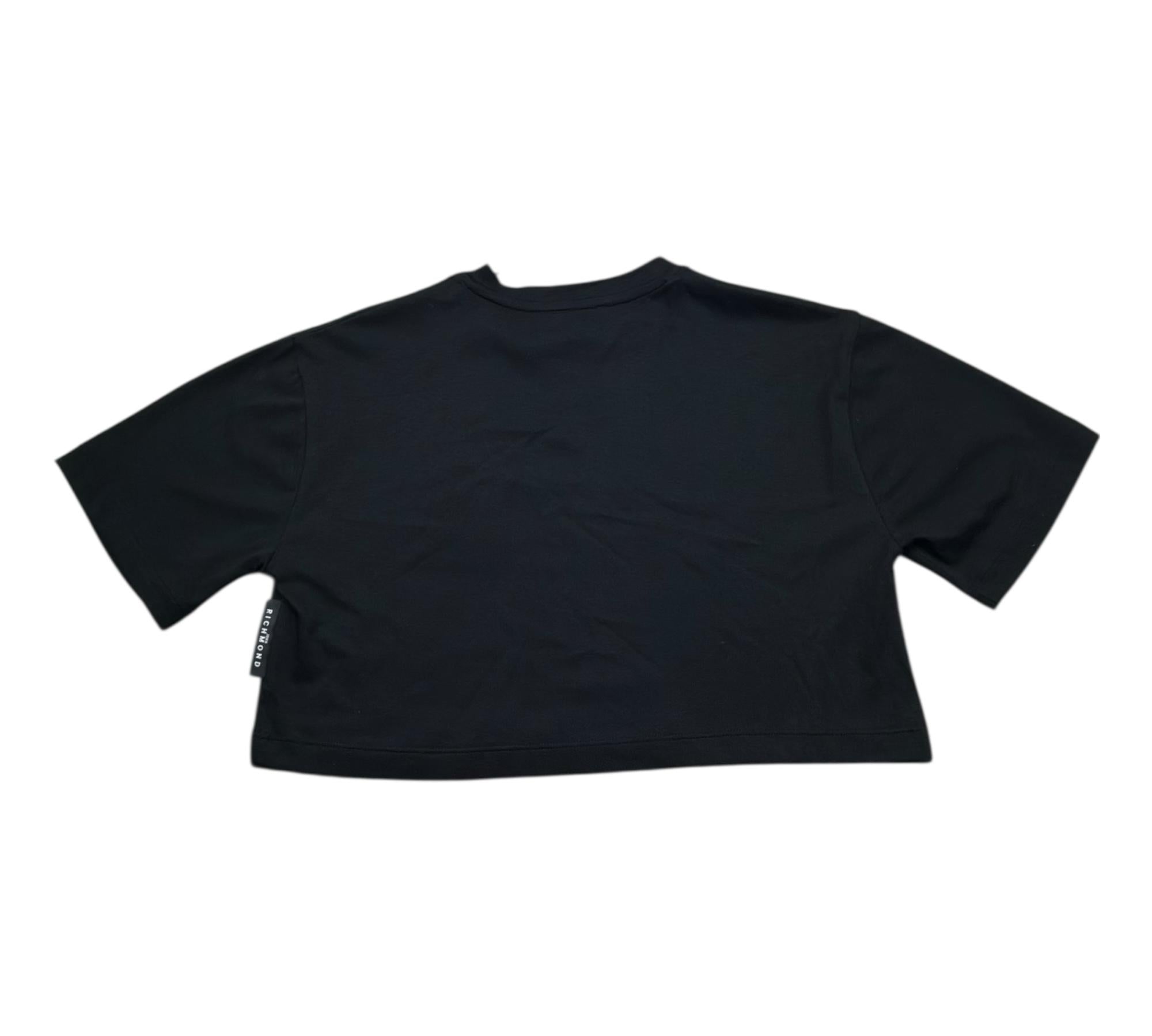 John Richmond T-Shirt Girocollo Tinta Unita con Brillantini per Bambina RGP26203TS NERO JOHN RICHMOND 